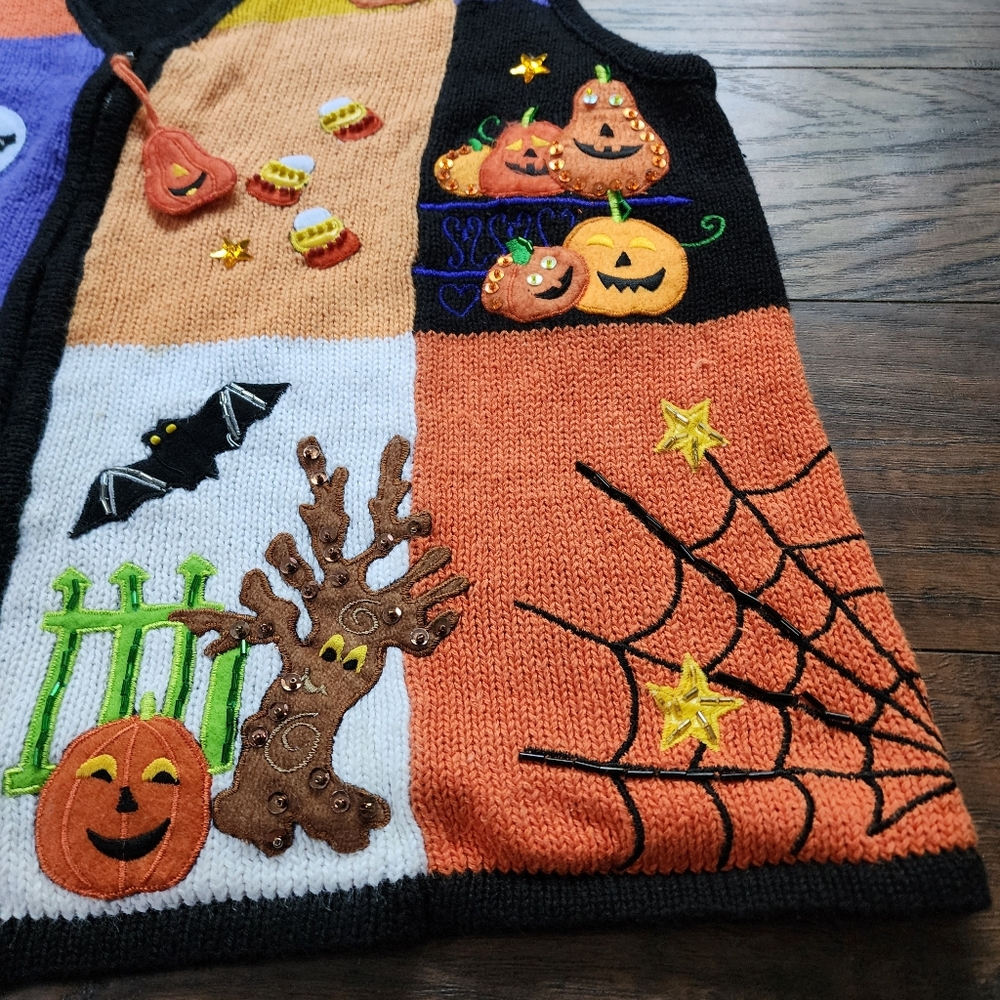Vintage Tiara Halloween Fall Sweater Vest - Picture 7 of 12